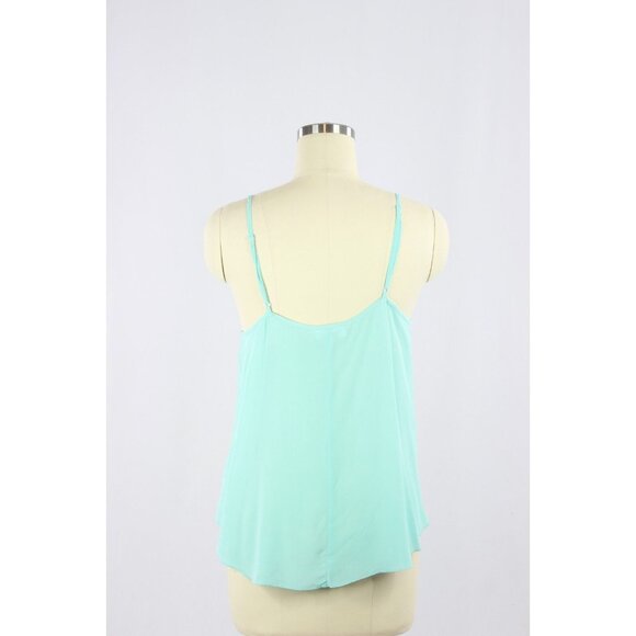 Aritzia WILFRED Minou Turquoise Silk Crepe Lace Trim Camisole Tank Top, Size S - Picture 3 of 11